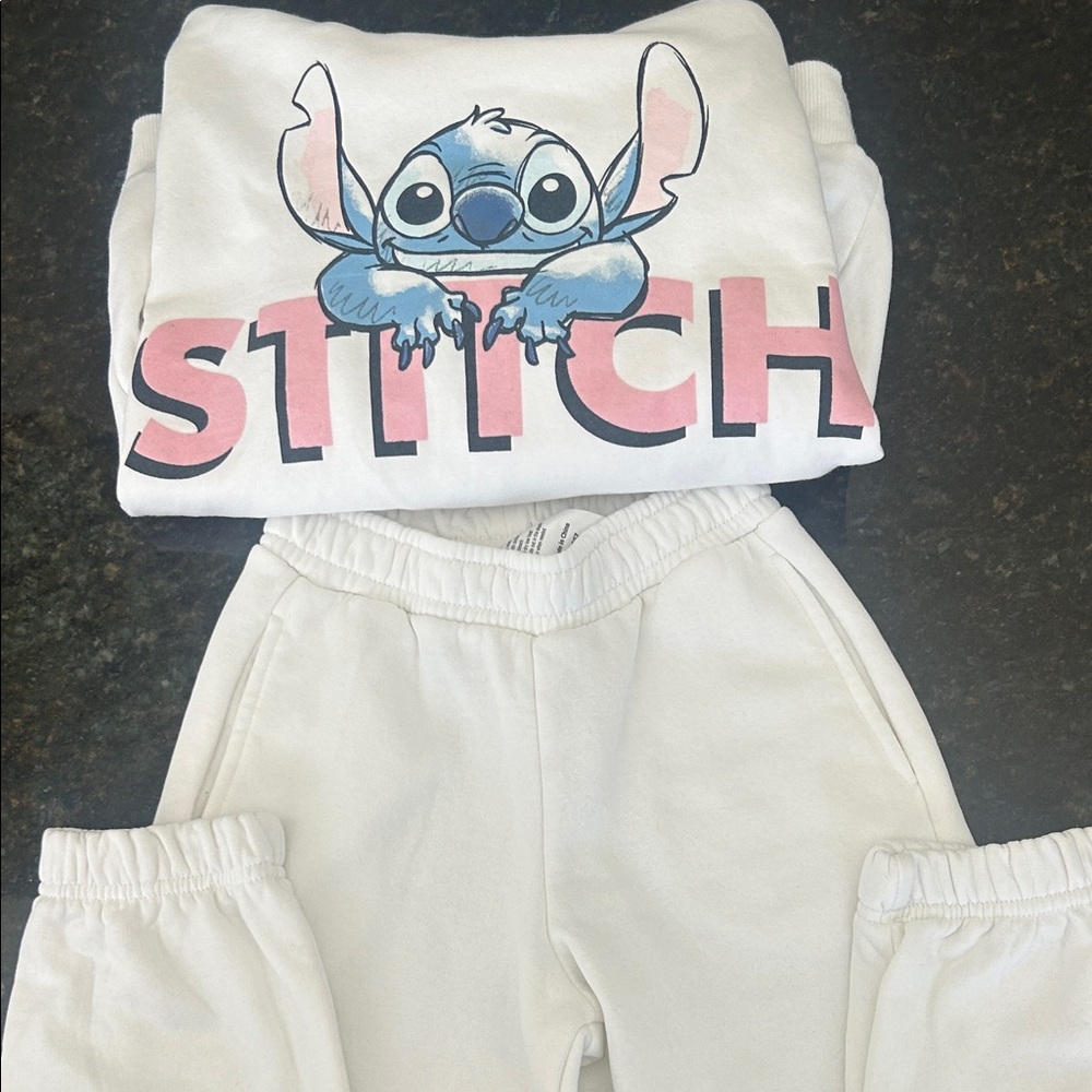 NWOT stitch white hoodie and sweatpants